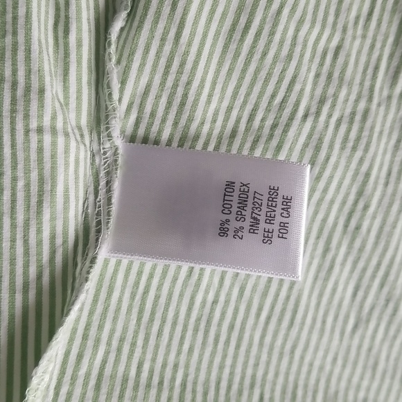 Pastel Mint Green Striped Collared Button Down Blouse - Picture 5 of 7